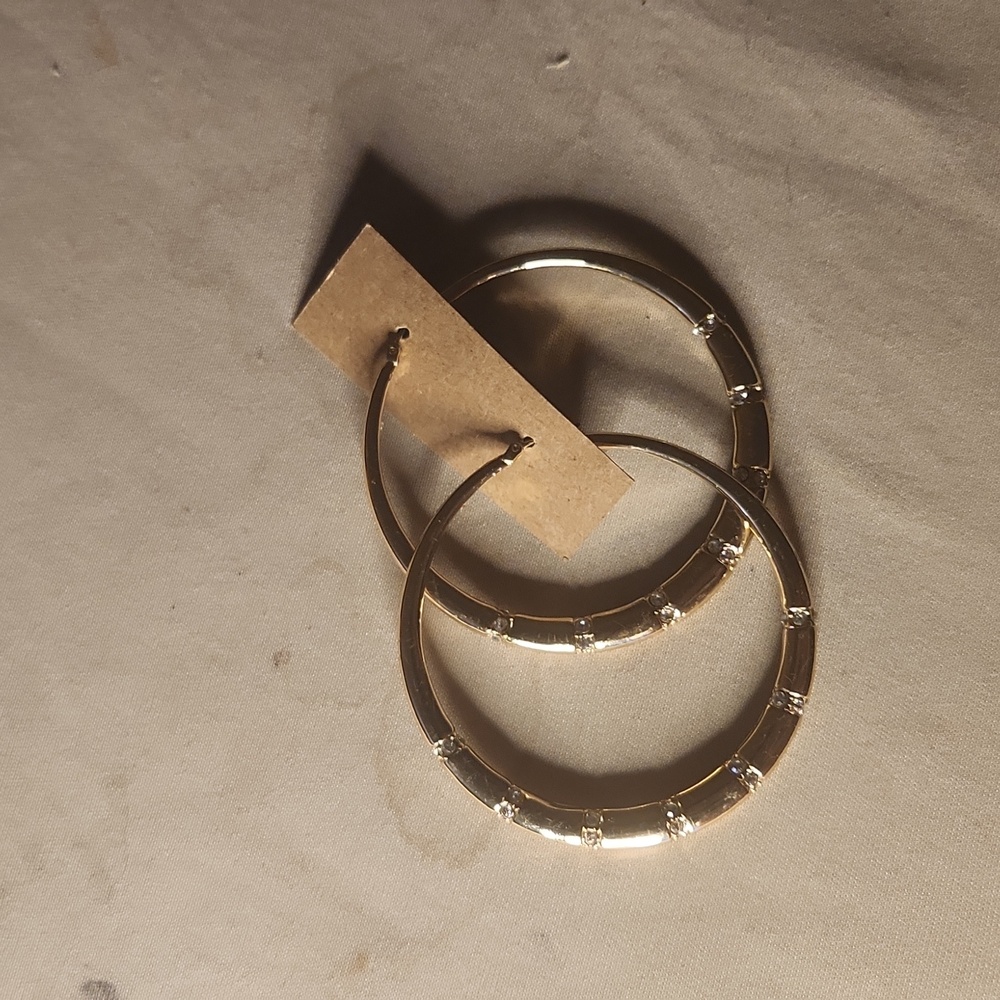 Hoop jeweled gold plated earrings